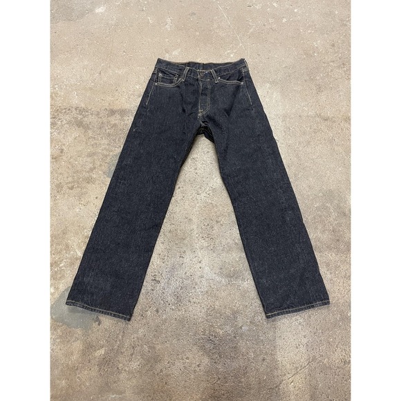 Levis 501 Jeans Mens 30x30 Dark Blue Denim Button Fly Straight Leg Shrink-to-Fit